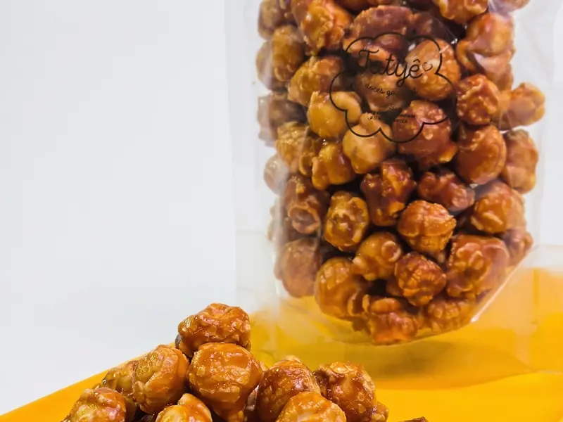 Pipoca gourmet no pote da Tatyê Doces Gourmet